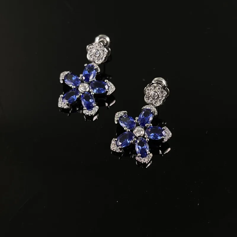 

Популярные серьги-гвоздики с танзанитом в прямом эфире, модные и элегантные серьги, универсальные еврейские серьги для повседневной работы и работы