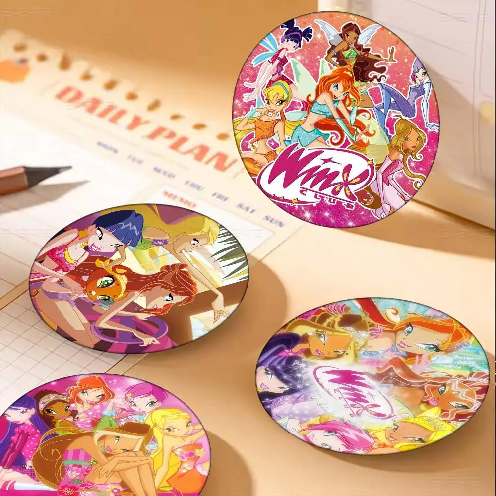 G-Girl Winx Catoon شارات أنيمي شارة ليزر مستديرة الكرتون بروش الملابس على ظهره اكسسوارات التلبيب