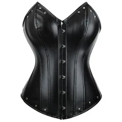 Sexy Women Leather Corset Burlesque Costumes Lace Up Zipper Steampunk Gothic Corset Bustier Overbust Body Shaper Plus Size