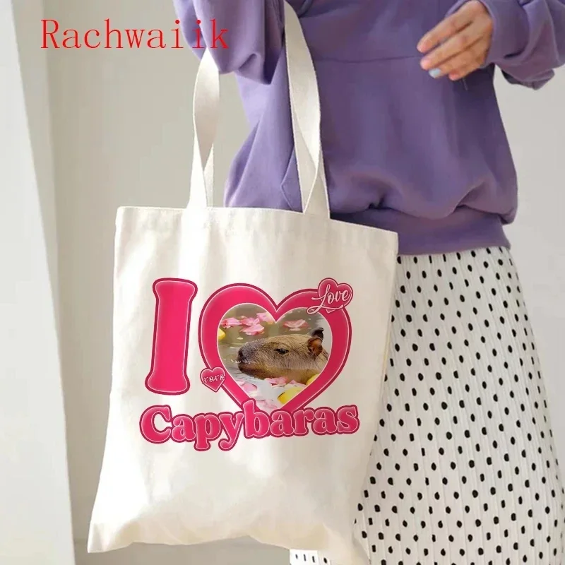 Damska torba shopper z kapybarą, płócienna torba na ramię, ekologiczna torba na zakupy w stylu Harajuku, damska torba na zakupy, damskie torby dekoracyjne