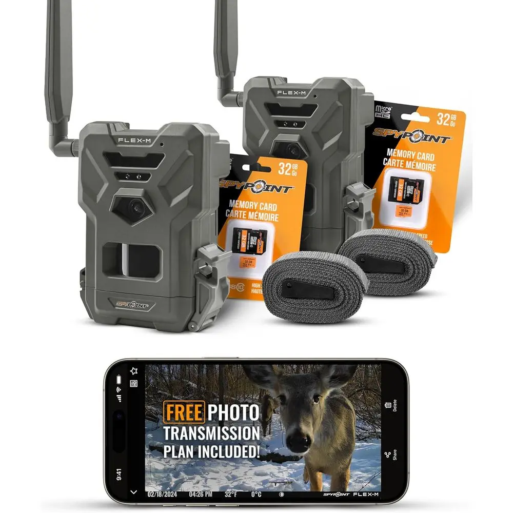 Twin Pack Cellular Trail Cameras - 2 SD Cards, Hunting Accessories, GPS, Night Vision, 28MP Photos, 720p Video & Sound