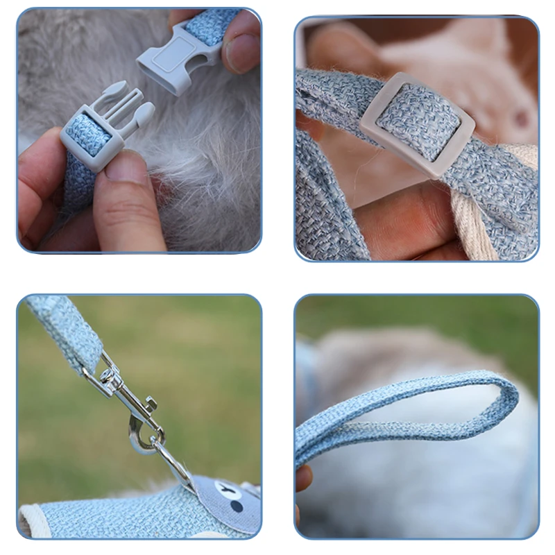 Cat Dog Harness with Lead Leash Adjustable Vest Mesh Breathable Adjustable Chest Harness Outdoor Walking Cat Pet Supplies, image 5