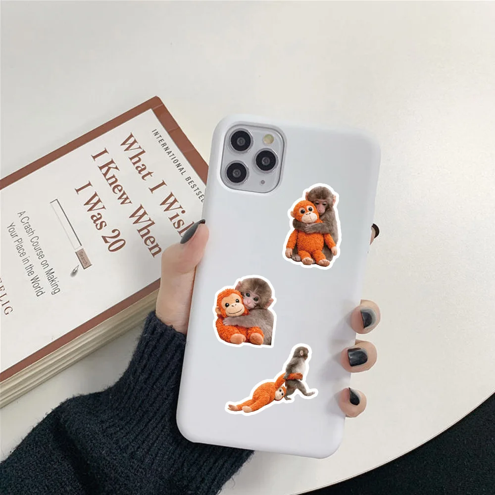 54PCS Cute Monkey Stickers Punch Panchi Cute Animal Hugging DIY Decorative Phone Case Laptop iPad Waterproof Stickers Kids Toy - view 5
