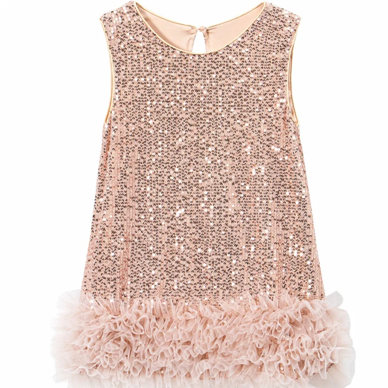 

Lingfeng Clothing Children's Vest Dress Autumn New Sequin Mesh Stylish Princess DresstutuTrendy Children's Dress