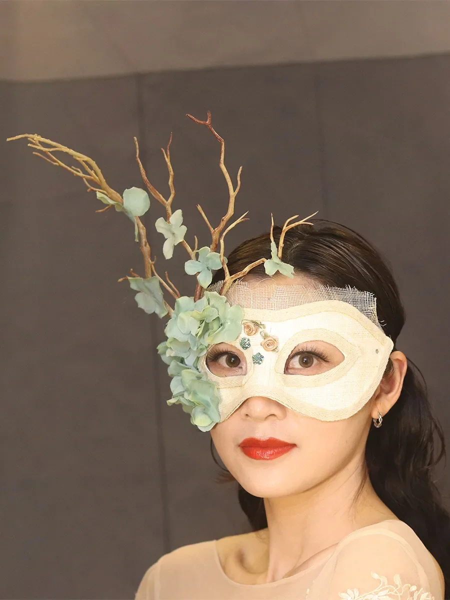 Stage Halloween Christmas Party Party Twigs Green Mask Fairy Princess Purple Beauty