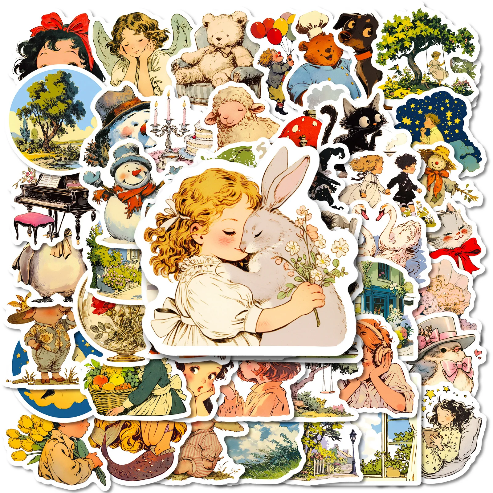 

50PCS Cartoon Pastoral Comic Fairy Tale Graffiti Stickers Mobile Phone Case Tablet Notebook DIY Decorative Toys Gifts Stickers