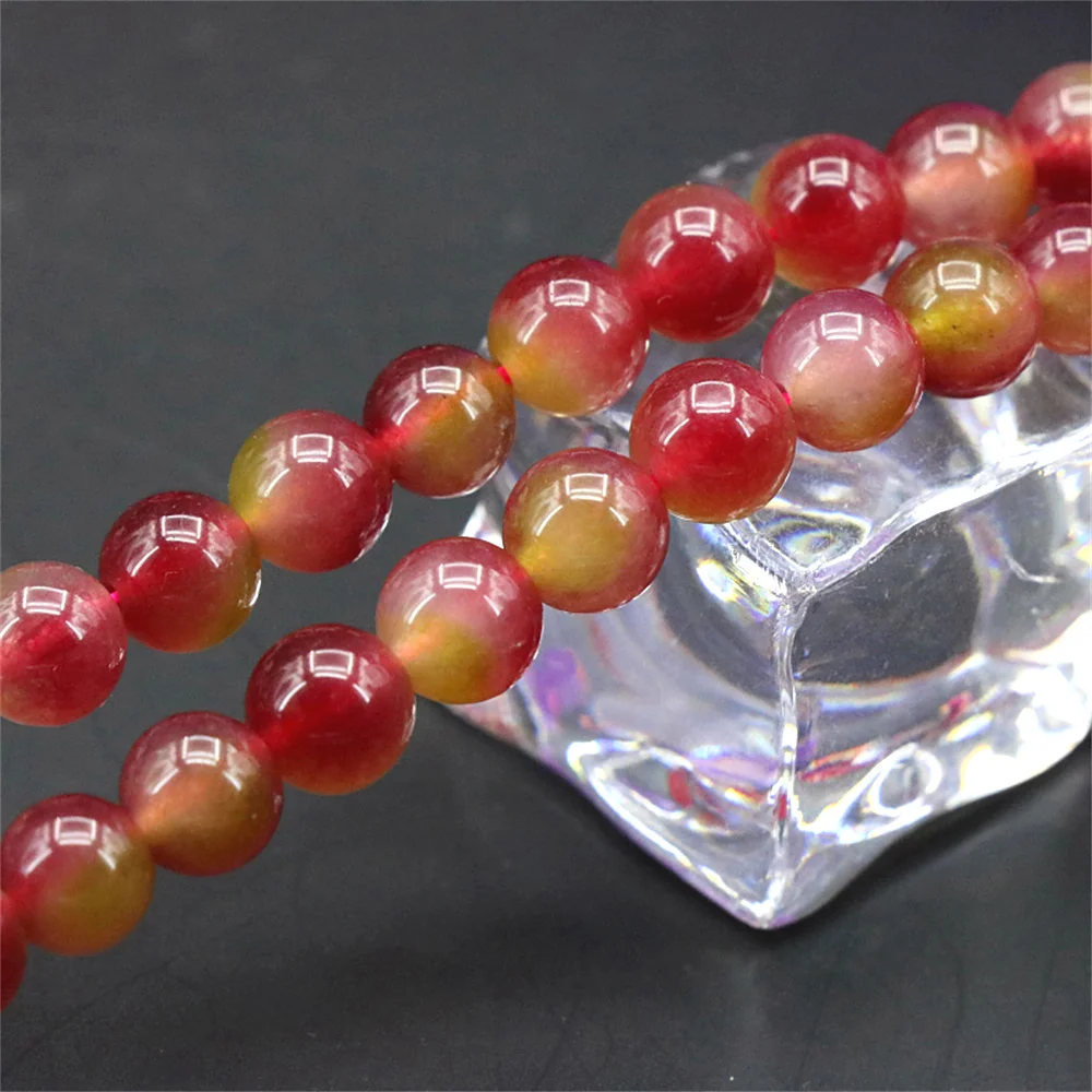 

Hot Sale Watermelon Crystal Chalcedony 10mm Jasper Round Loose Beads DIY Stone Wholesale Women Jewelry Making Bracelet Necklace