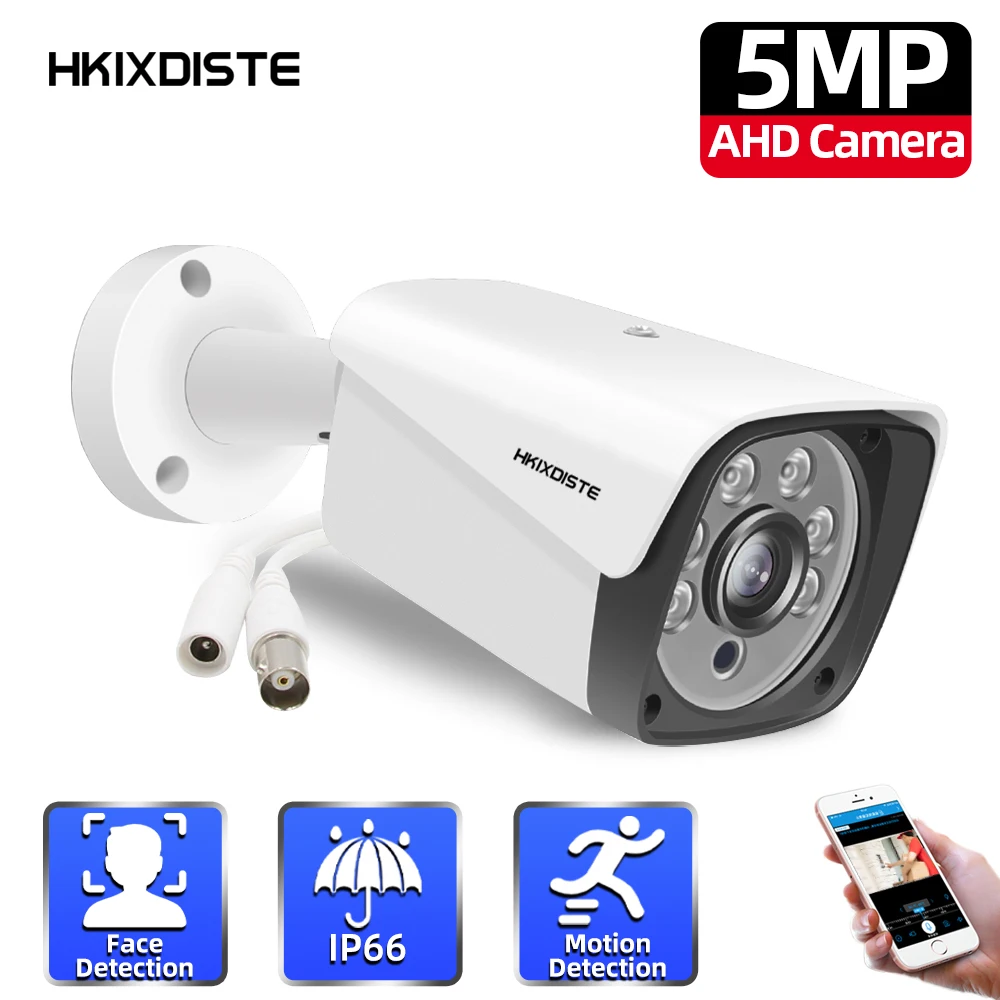 5MP Face AHD Camera Security Video Surveillance Outdoor Camera Weatherproof HD CCTV Camera IR Array Light 40-50M Night Vision