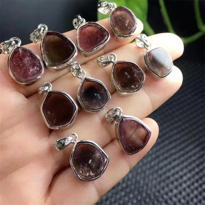 S925 Natural Watermelon Tourmaline Pendant Jewelry For Women Man Healing Gift Crystal Beads Energy Stone Reiki Gemstone 1PCS