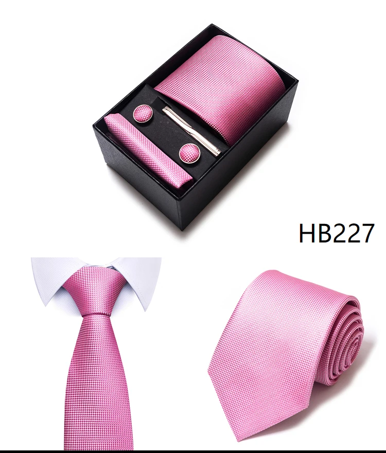 Krawatte Taschentuch Manschettenknopf Set für Männer Krawatte Urlaub Geschenkbox Blau Gold Anzug Zubehör Schlanke Hochzeit Gravatas – Detail 33