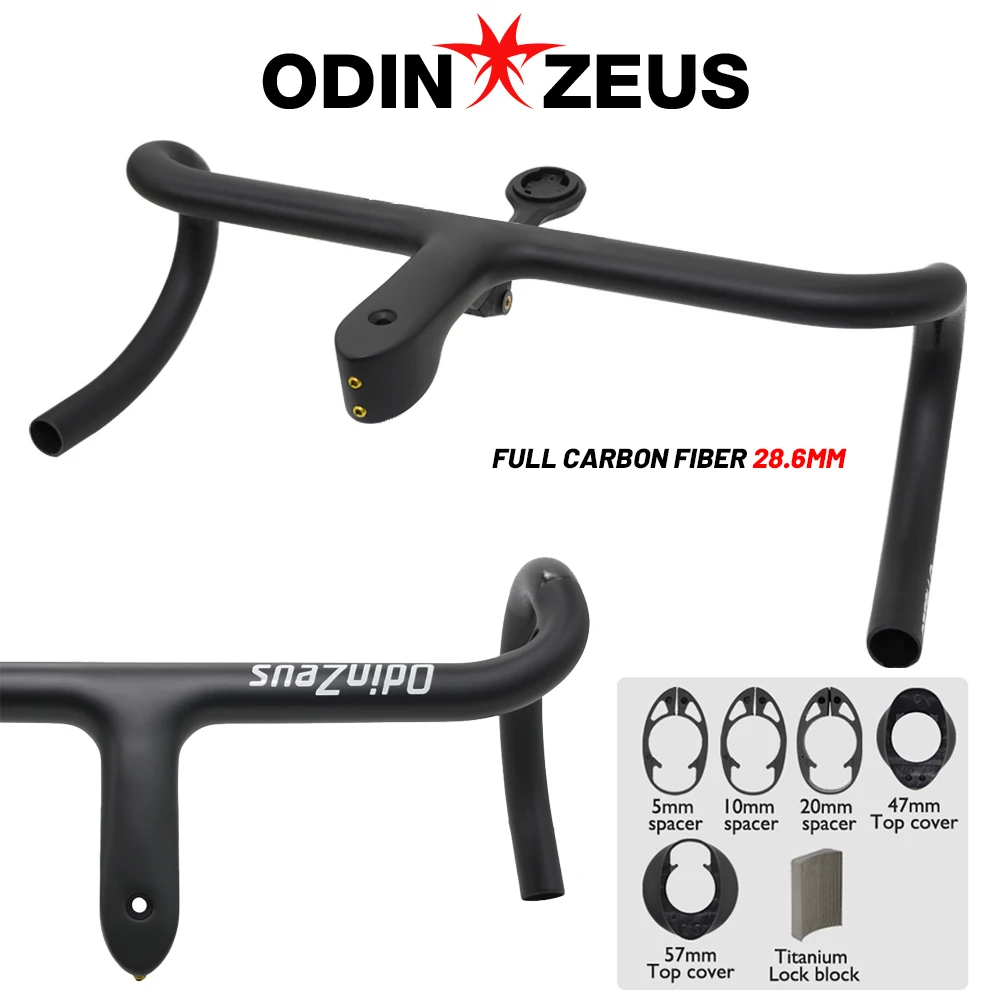 

ODINZEUS Full Carbon Road Bike,Internal Cable Lightweight Integrated Bicycle Handlebar Cockpit, 360mm-440mm, 28.6mm diameter