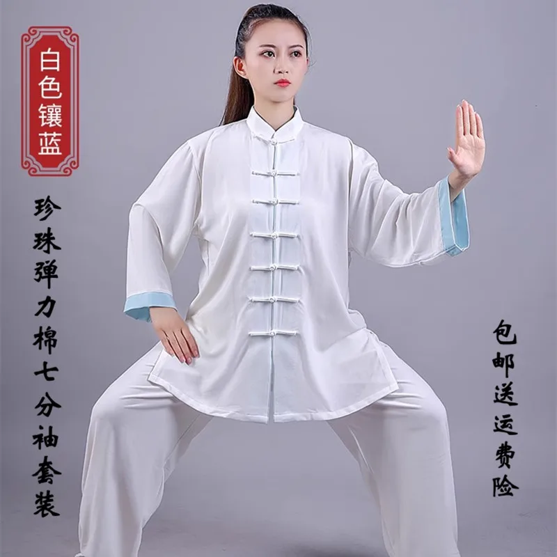 Premium High-End Unisex Tai Chi Practice Uniform Spring/Summer 2026 New Stretch Cotton Blend Breathable 3/4 Sleeve Comfort