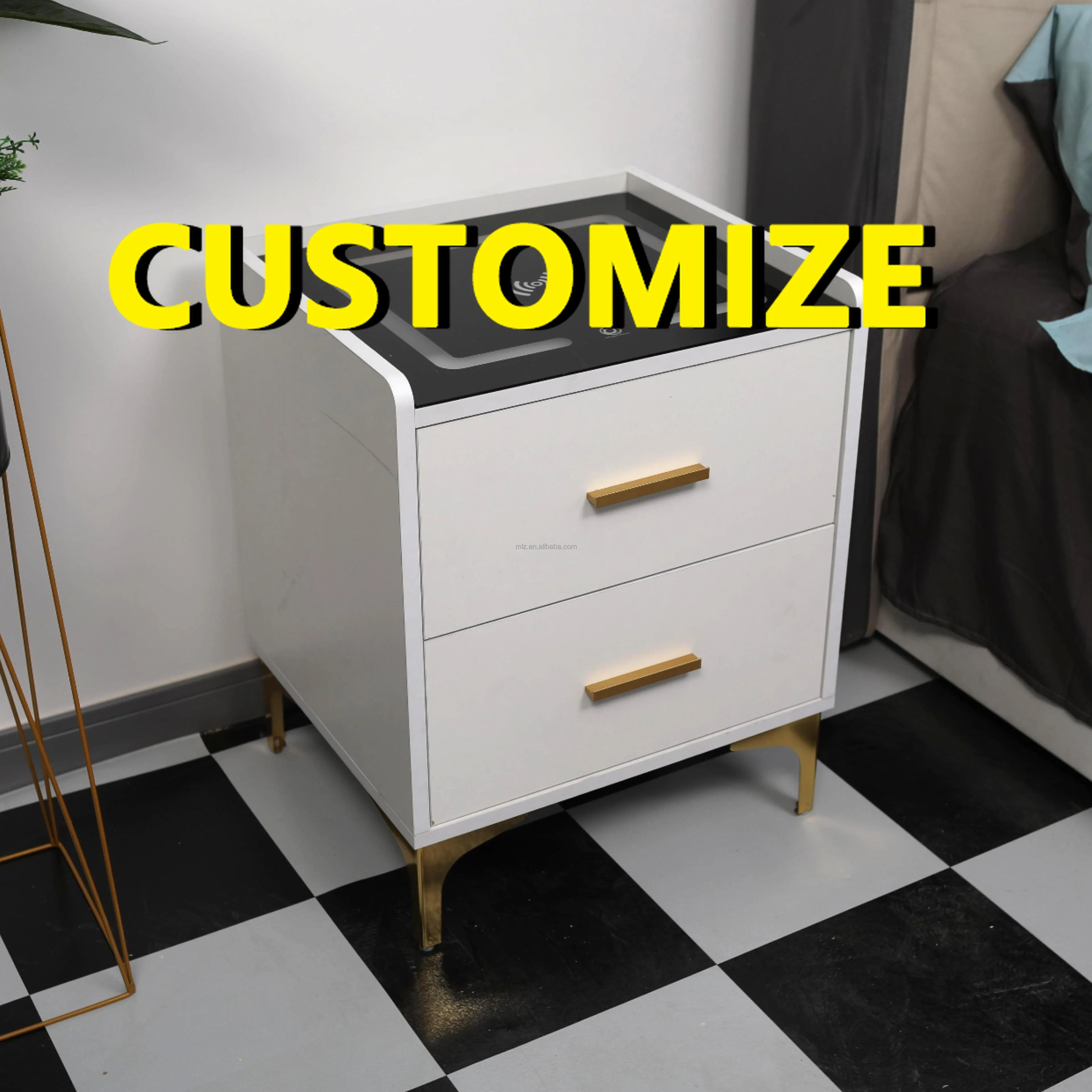 Any Size Custom Aluminum Alloy Smart Nightstand Eco Honeycomb Aluminum Structure Bedroom Wireless Charging Simple Storage Cabine