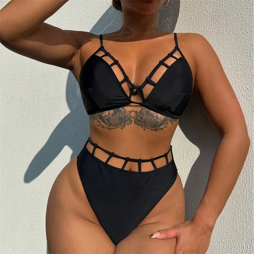 Sexy Cut-Out-Badeanzug mit hohem Beinausschnitt, Damen-Bikini mit hoher Taille, zweiteiliger Bikini-Set, Badebekleidung, Badeanzug, Modell V5515 – Detail 7
