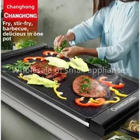 Large Smokeless Electric Hotpot Grill - Huge Non-Stick Korean BBQ Hotpot Roasting Pot for Home Use