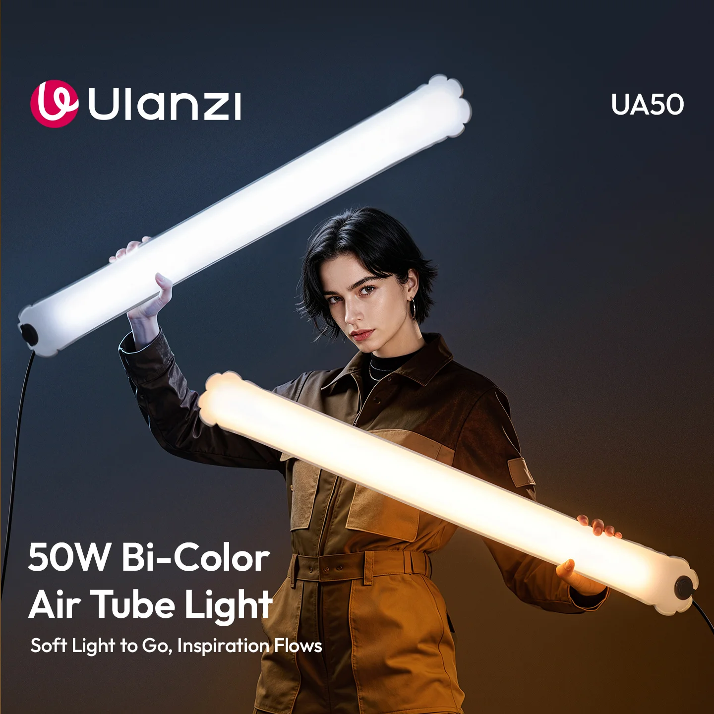 Ulanzi UA50 50W Bi-Color Air Tube Light for Livestreaming Vlog Shot Portrait Product Videography Interior Photography 2700-6500K
