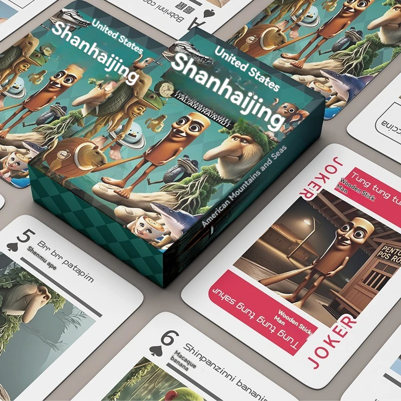 

AI American Classic of Mountains and Seas, деревянная палочка, человек, игральные карты, окружающие карты, игрушки, игральные карты Tongtungtung