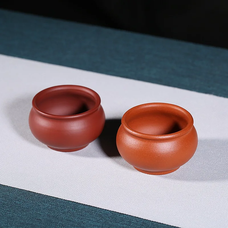 Yixing Zisha Master Cup Handmade Original Ore Purple Clay Round Jar Shape Tea Tasting Cup Gongfu Teaware