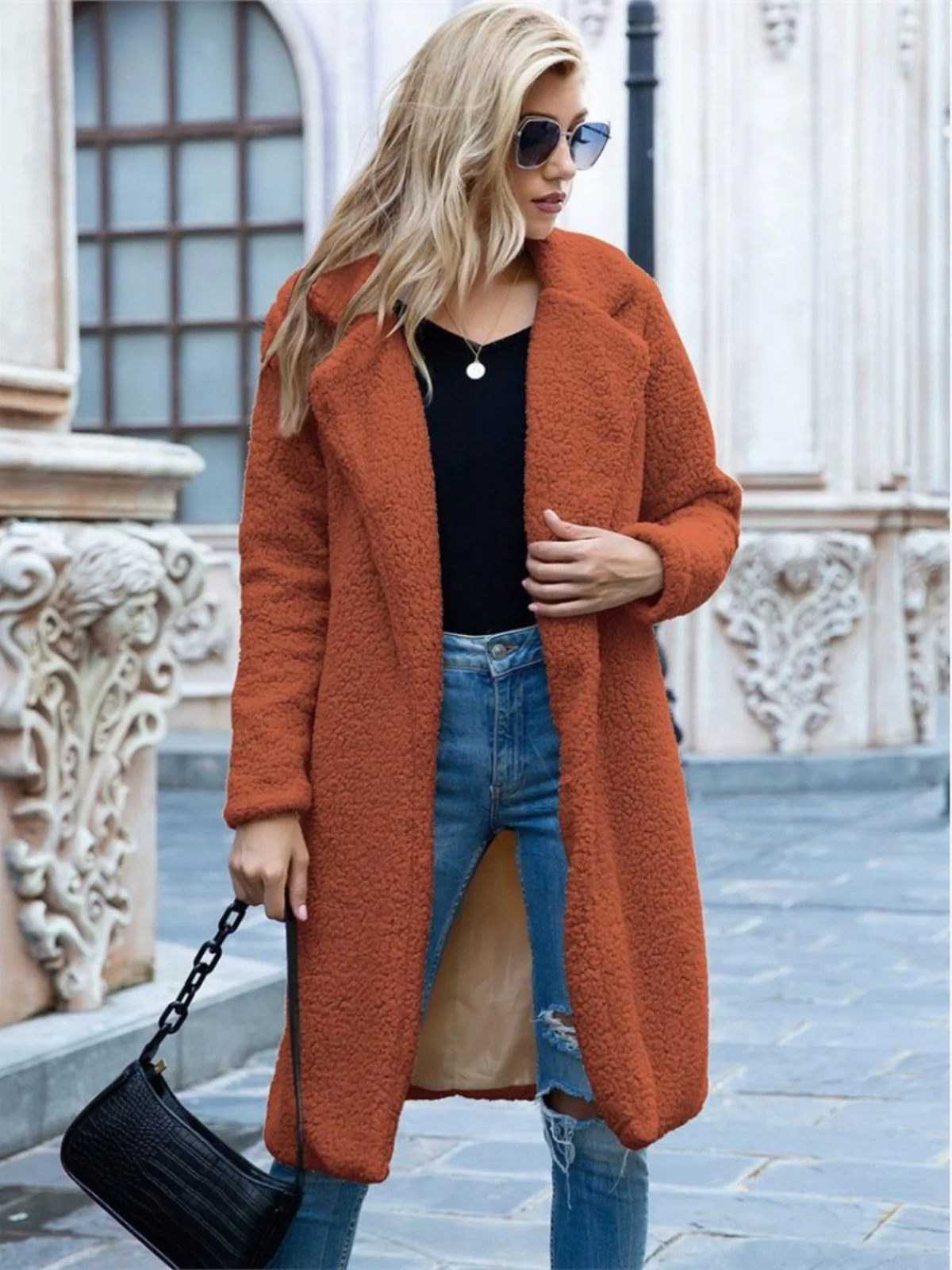 

Уличная модная свободная куртка в корейском стиле, длинное зимнее пальто с длинными рукавами, женская шерстяная куртка премиум-класса