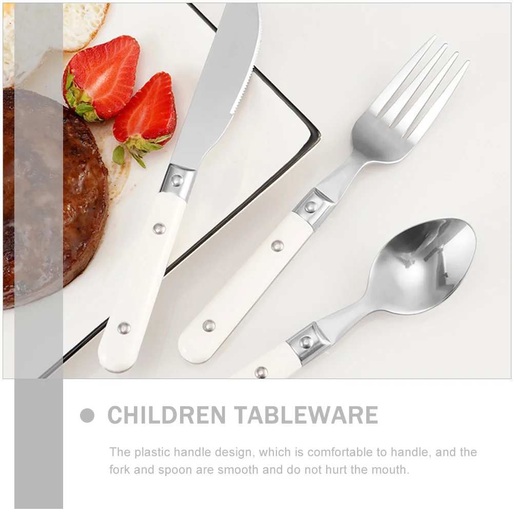 Vajilla de comedor para niños, tenedor y cuchara, cubiertos de acero inoxidable, 2 uds.