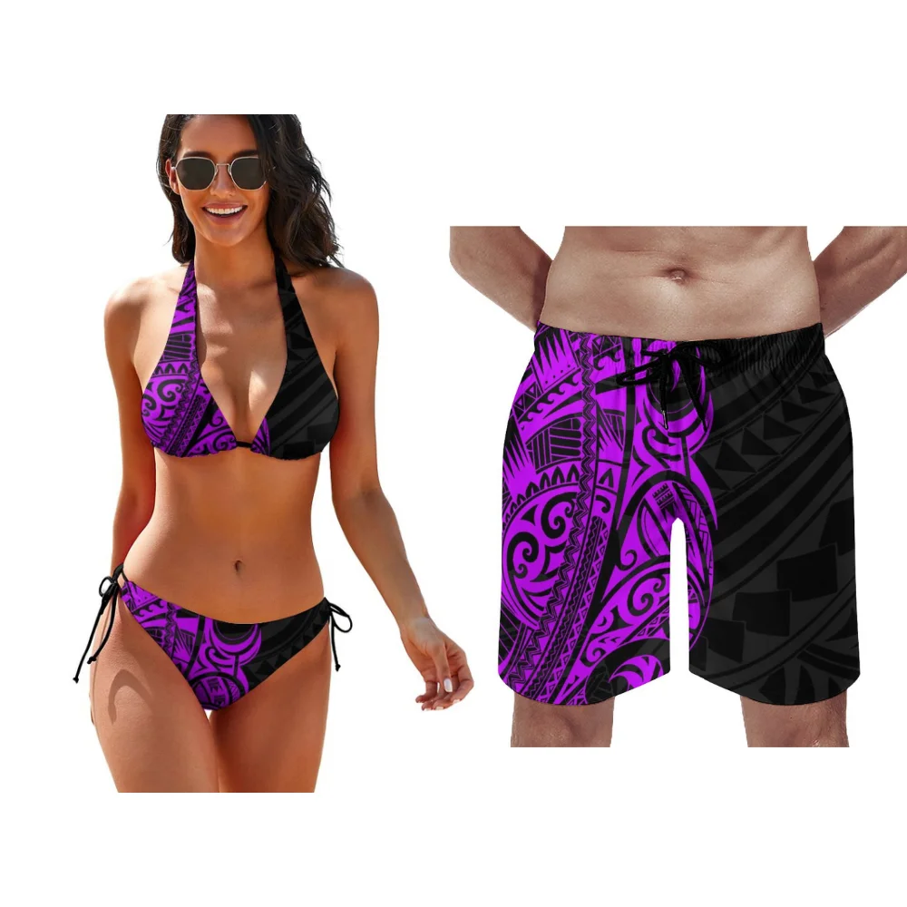 Conjunto de maiô para mulheres e homens, calças de praia, customizar qualquer padrão, exclusivo dia dos namorados, biquíni verão