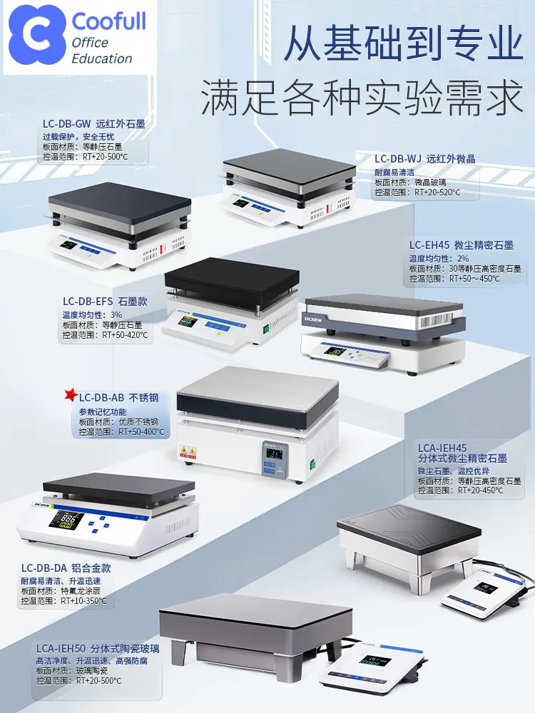 COOFULL  Stainless Steel Display Constant Temperature Electric Heating Plate Laboratory Table Industrial Graphite Adjustable