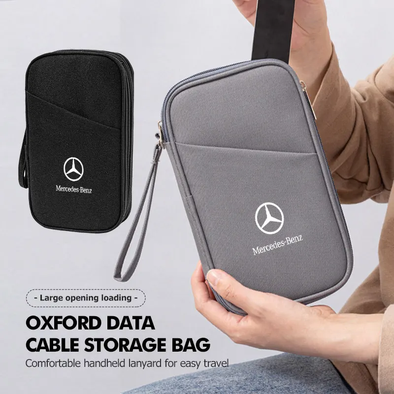 For Smart Car Logo Organizer Bag Portable Travel Waterproof Cable Storage Pouch 451 450 Crossblade City Cabrio City-Coupe