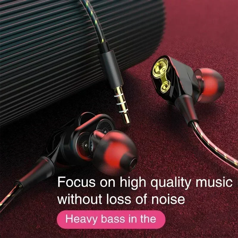 Alynic Double Moving Coil Headphones In Ear Subwoofer Cross Border Wire Controlled Fever Hifi Headphones With Shocking Sound