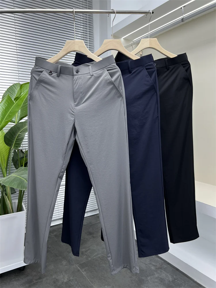 

Ultra-Thin Ultra-Light Men's Summer Straight Leg Casual Pants Breathable Qui-Dry Slim Fit Color Long Trousers