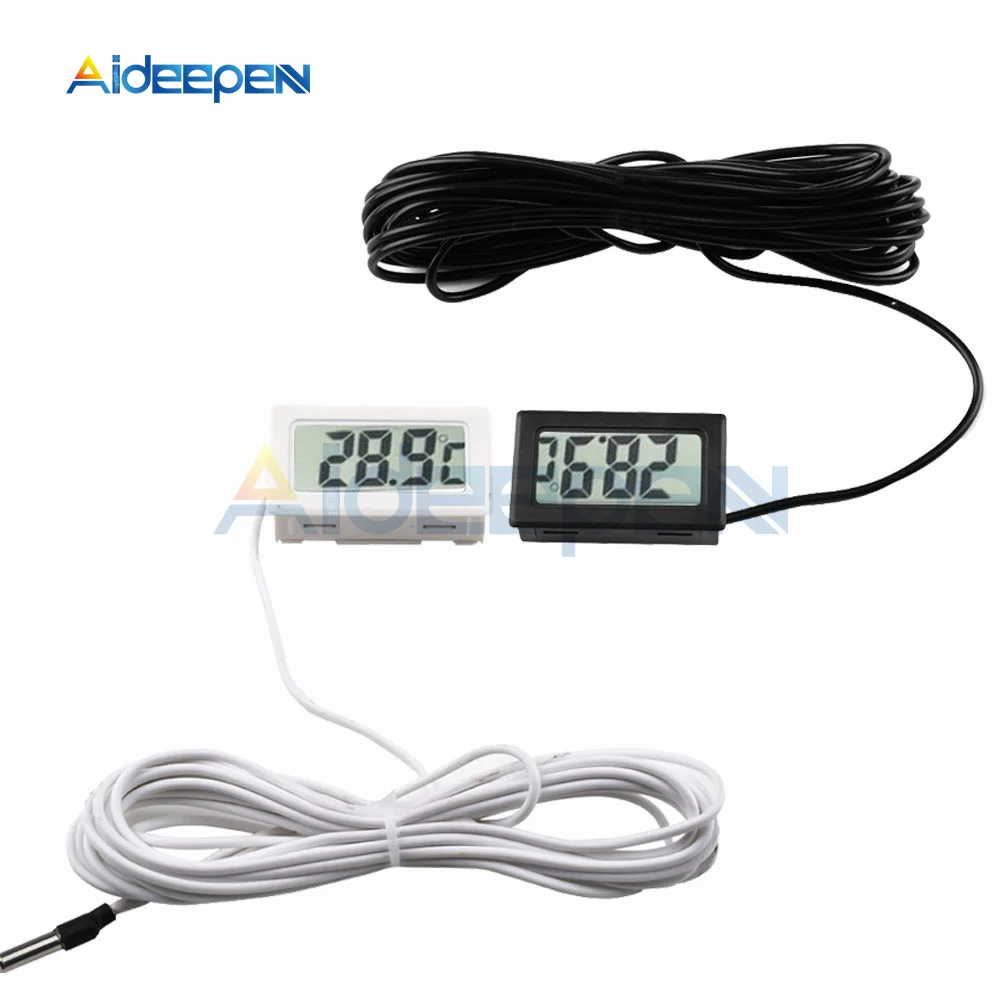 Mini Sensor de Temperatura Lcd Interno Digital Termômetro Incorporado Instrumentos de Calibre com Cabo 5m Conveniente