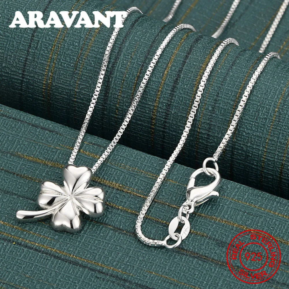 

Ожерелье с подвеской из стерлингового серебра 925 пробы с четырьмя листами клевера — повседневный аксессуар для женщин, простые и элегантные украшения