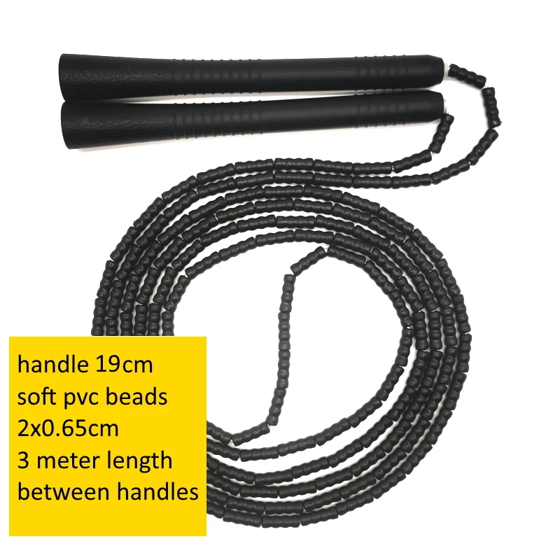 

NEVERTOOLATE 3 meter length between handles soft pvc beads 2x0.65cm beading freestyle begineer jump skip rope fitness no logo