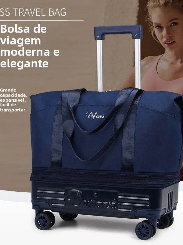 ladies-fashionable-travel-bag-with-wheels-backpack-type-foldable-soft-handle-for-business-trip-handbag-dual-shoulder-strap