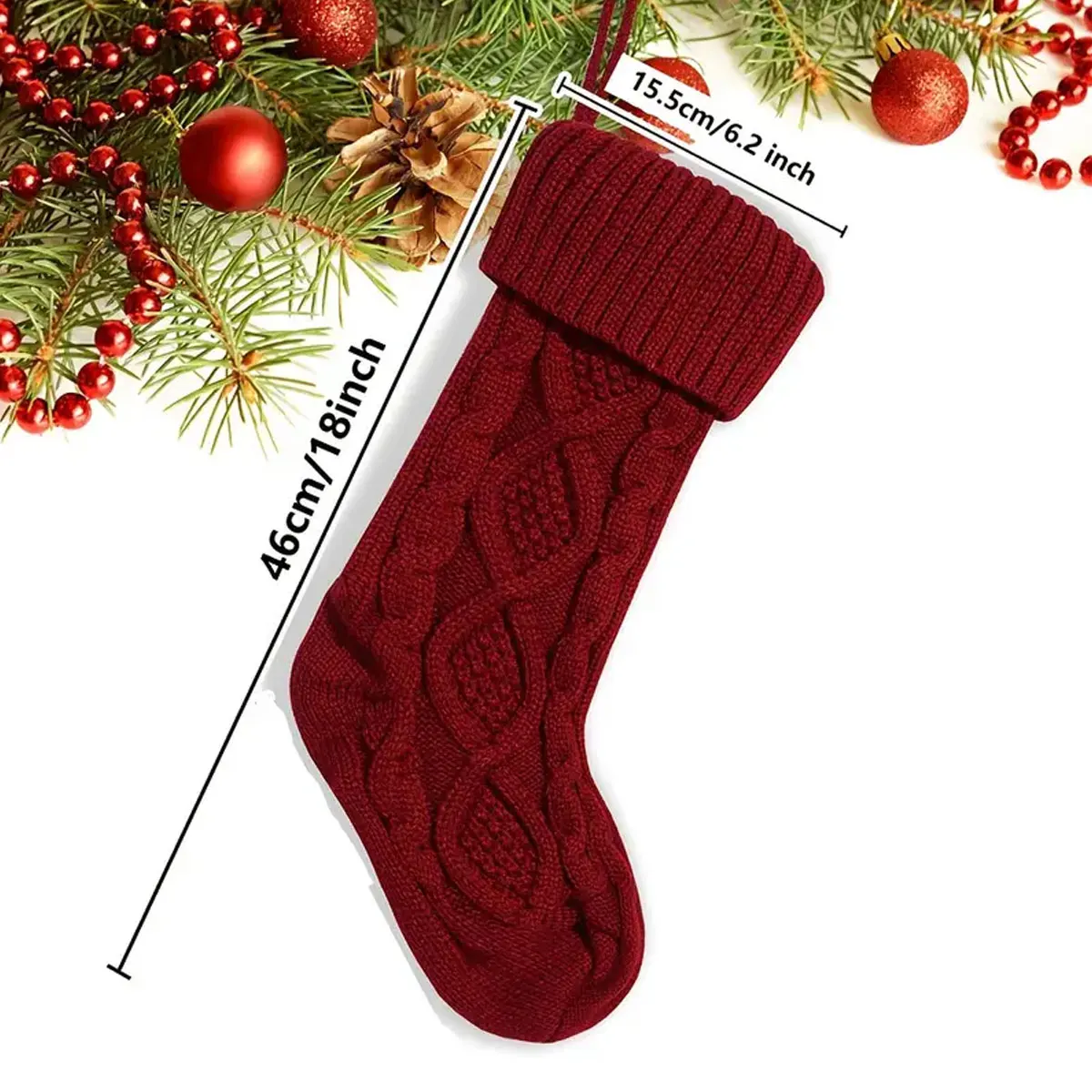 جوارب عيد الميلاد المخصصة الكلاسيكية مع اسم مطرز، حقيبة هدايا تخزين العطلات، هدية عيد الميلاد العائلية