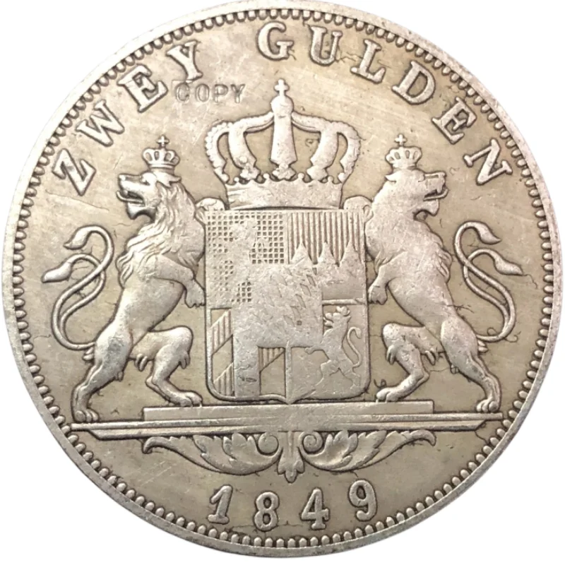 1849 Kingdom of Bavaria 2 Gulden-Maximilian Silver Plated Copy Coin