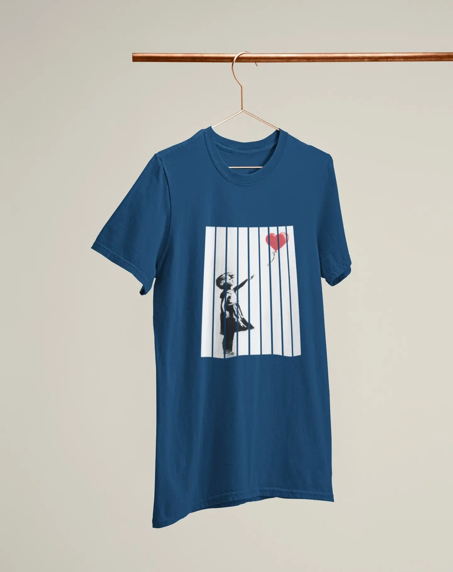 Banksy Shredded Painting At Auction Girl Balloon Art Heavyweight Cotton Unisex T Shirt With Print Tee Top