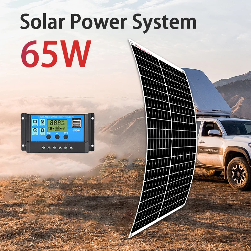 AK 65W flexible solar panel 21v 18v high efficiency battery charger module is suitable for camping car boat RV solar panel