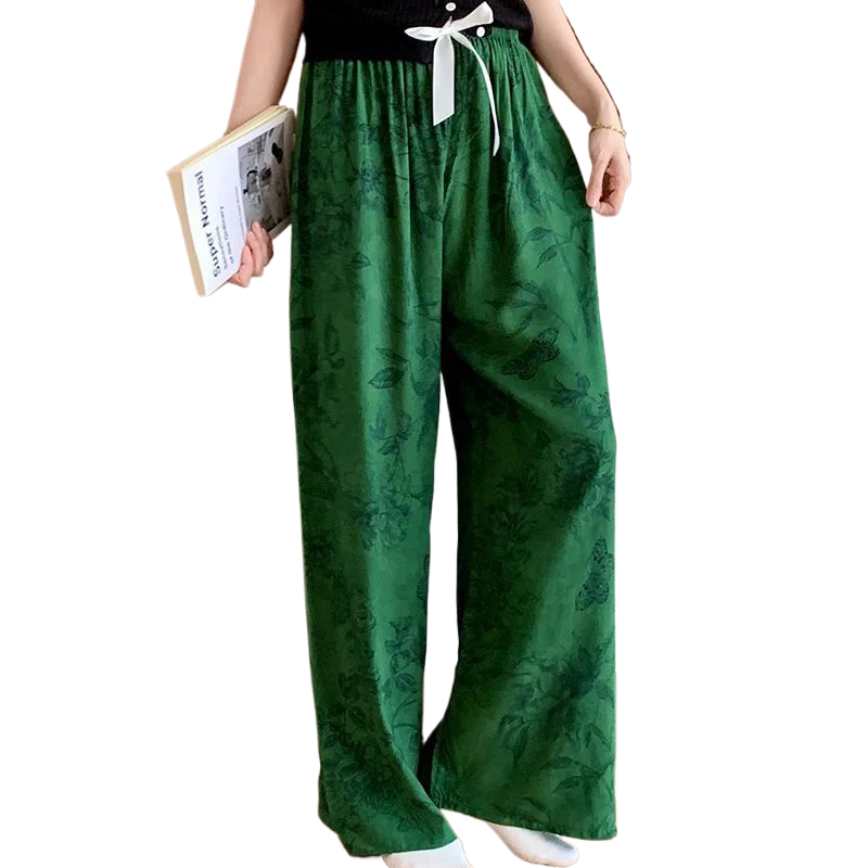 Casual Loose Cotton and Silk Pants Sleep Bottoms Women's Summer Thin High-end 3D Three-dimensional Artificial Cotton Home Pants
