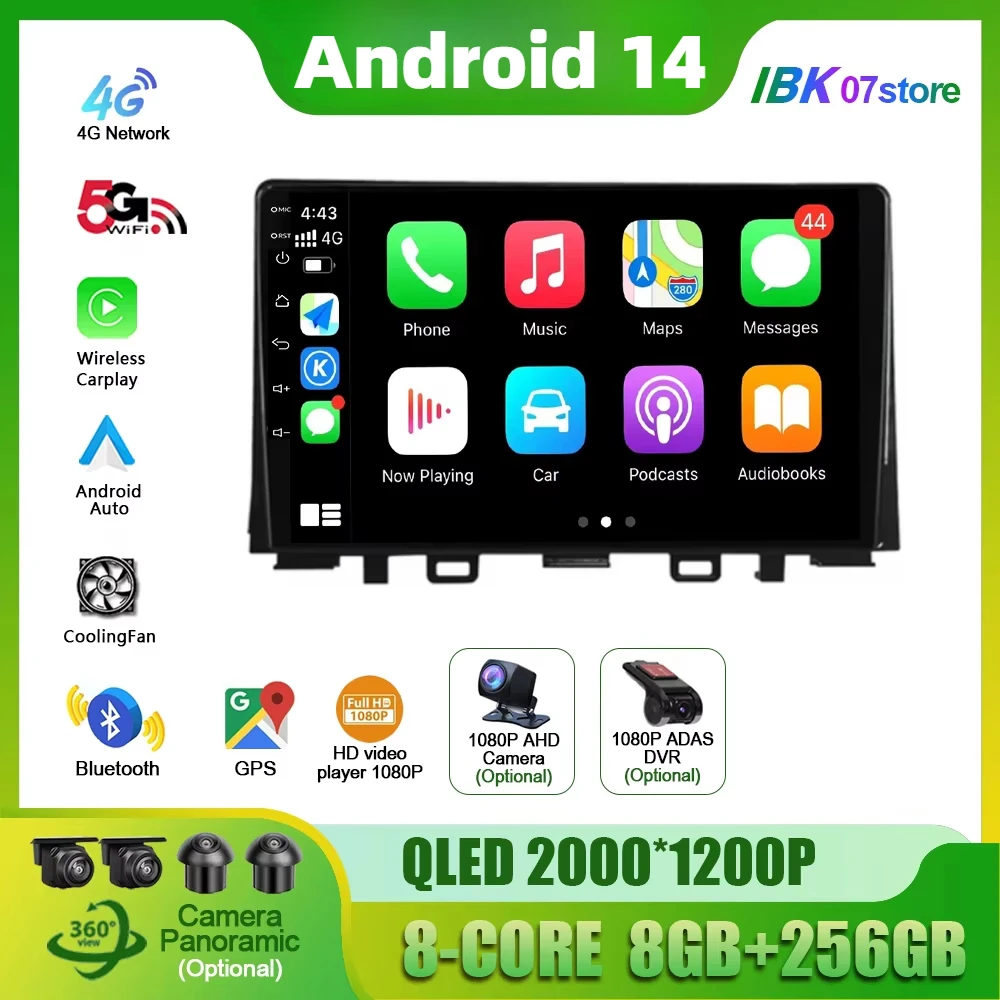 

Car Radio Multimedia 4G GPS For Kia RIO YB KX Cross 2016-2020 Wireless CarPlay Android 14 Navigation Touch Screen Stereo