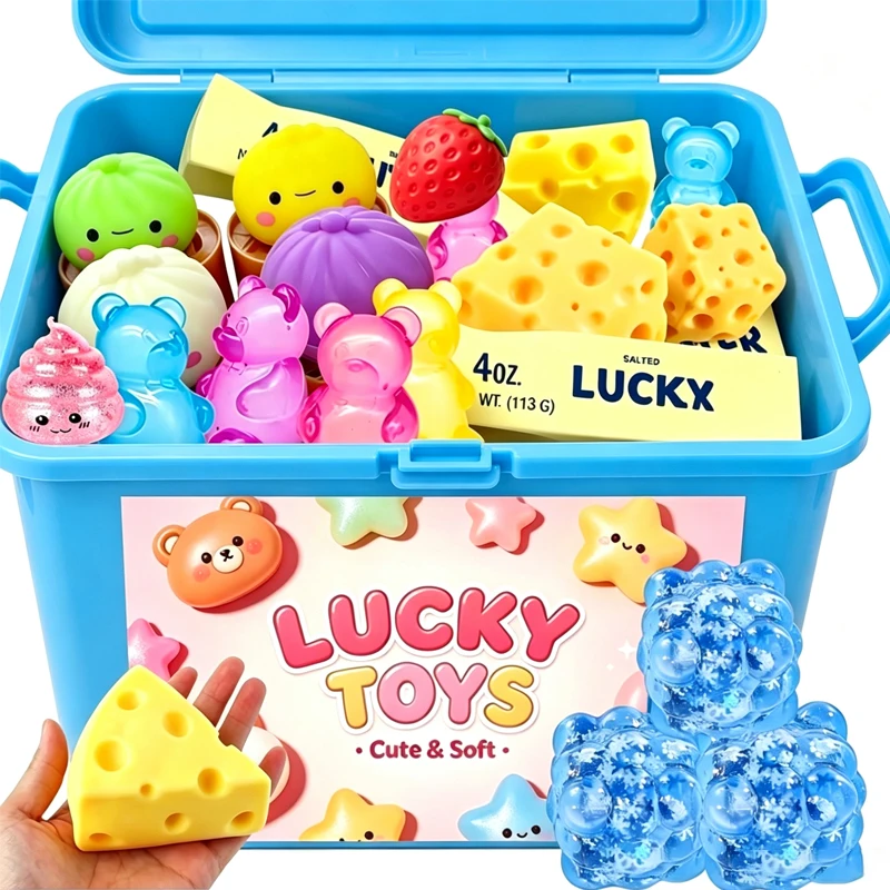Multi Slow-Rising Squishies, zufällige Auswahl: Käse-Quetschspielzeuge, gedämpfte Brötchen und Knödel, langes Butterbrot, Bären-Squishy-Spielzeuge