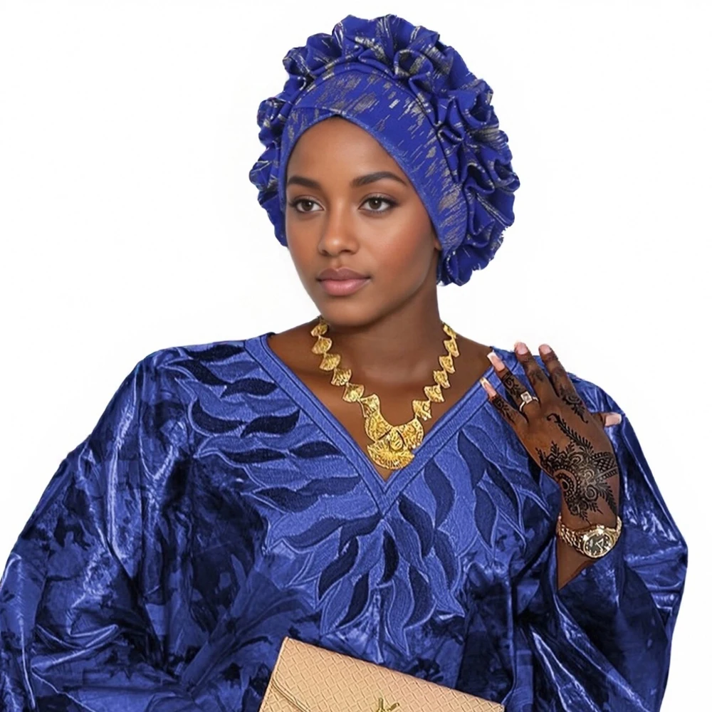 أزياء المرأة أشرطة رأس سيدة أفريقية رئيس قبعة عمامة تكدرت خوذة نيجيريا قبعة حفل زفاف #2