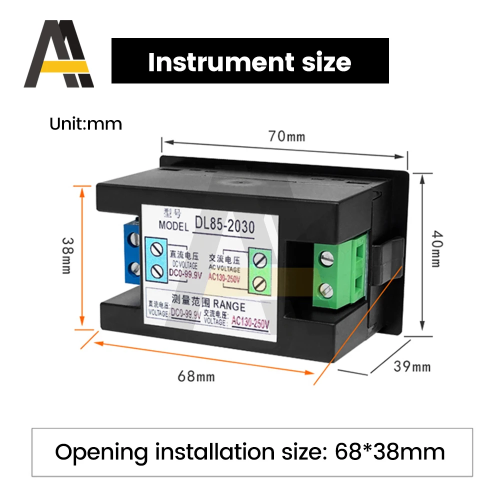 DL85-2030 0.39 pollici AC/DC doppio circuito Display digitale voltmetro AC 80-150V/130-250V DC 0-99.9V/0-600V per commutazione di alimentazione