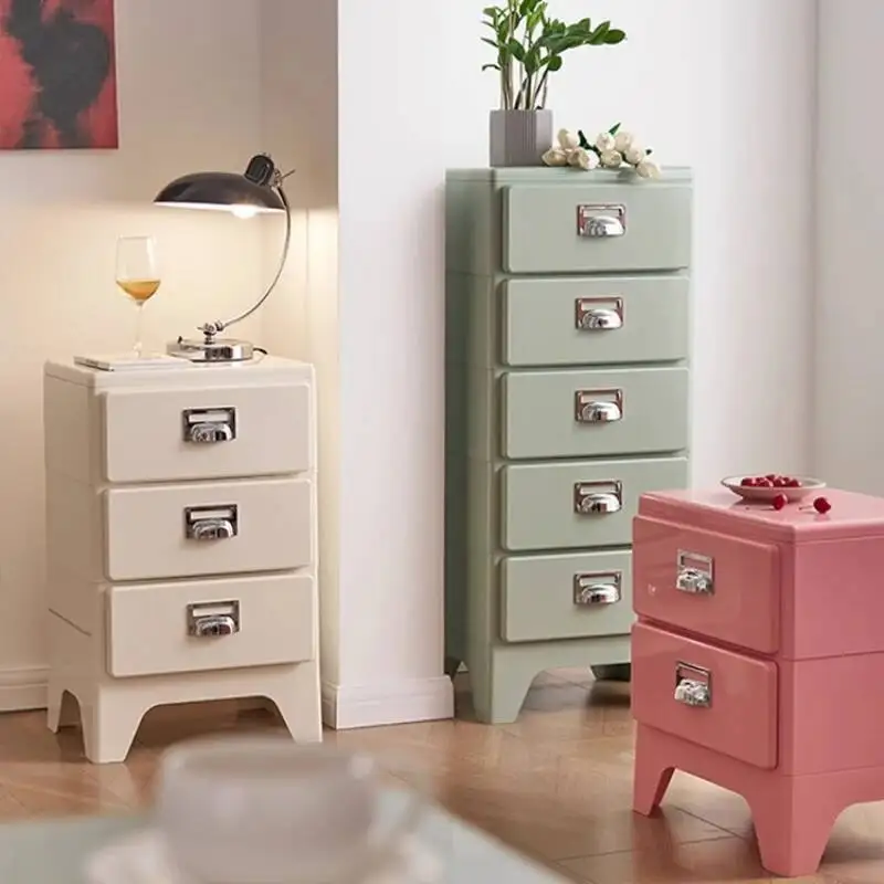 اليابانية الرجعية ثلاثة دلو خزانة غرفة نوم السرير الجدول أريكة خزانة جانبية Ins مقبض درج خزانة خزائن التخزين #1