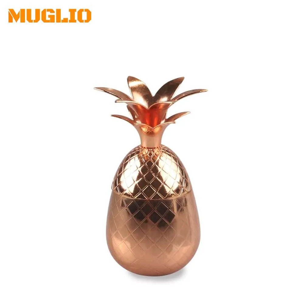 

Stainless Steel Copper Pineapple Cup With Lids 2oz copper mugs pineapple gifts hawaiian cups for pineapple party decorations