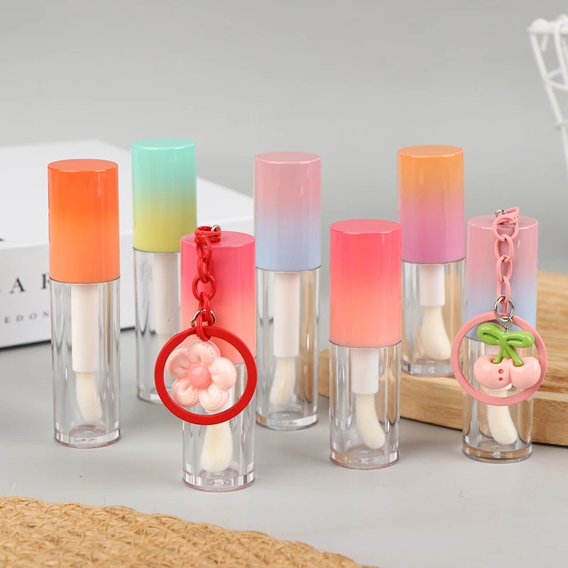 Lip Glaze Bottle With Keychain Gradient Empty Lipstick Gloss Tube Refillable Liquid Container Lipgloss Sample Bottle