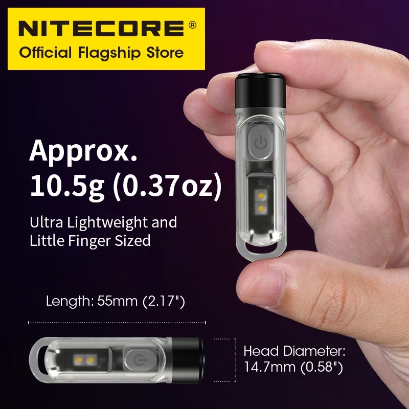 Аккумуляторный мини-фонарик NITECORE, 1000 МВт, с 2 дополнительными белыми светодиодами