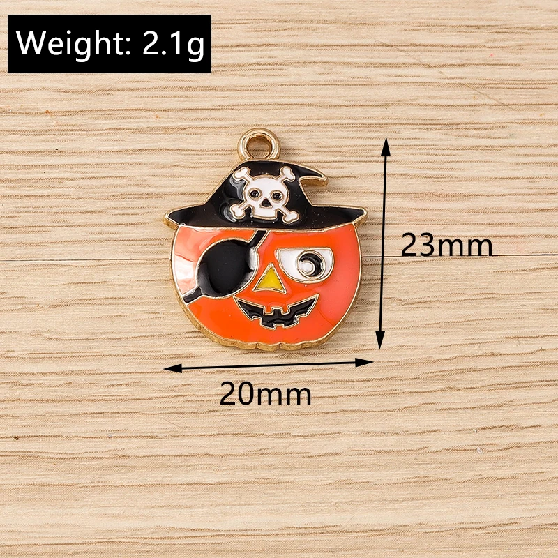 Tusember 10 Stück neue Halloween-Charms Kürbis Böser Geist Vampir Fledermaus Spinne Charms Anhänger für DIY Ohrring Halskette Schmuck – Detail 15