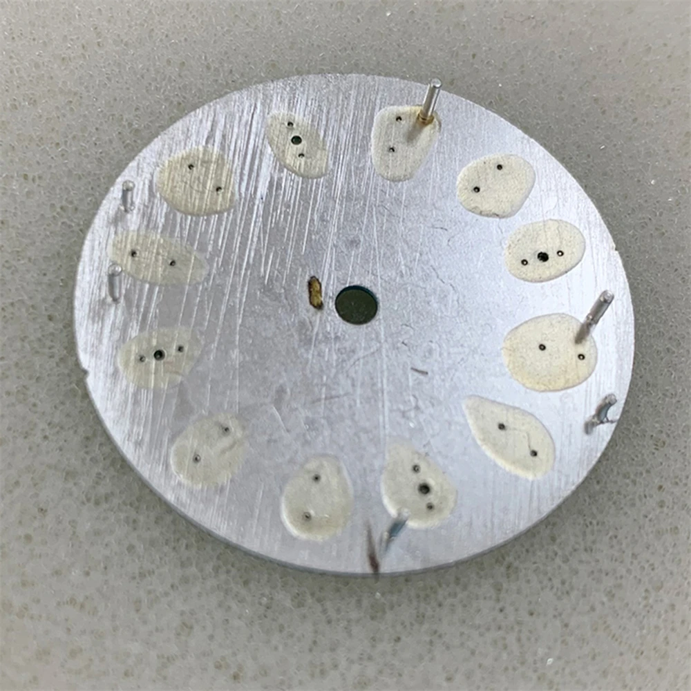 28.5mm NH35 Dial, Green Luminous Watch Dial for NH35/ETA2836/8215/Mingzhu 2813 Movement No Calendar Watch Face 3 o'clock