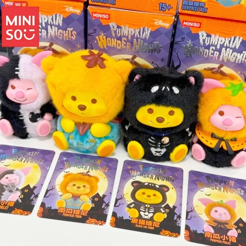 

Очаровательная дисней Винни-Пух, тыква, ночь, флокированная декоративная игрушка, коллекционный подарок от MINISO, модная серия слепых коробок