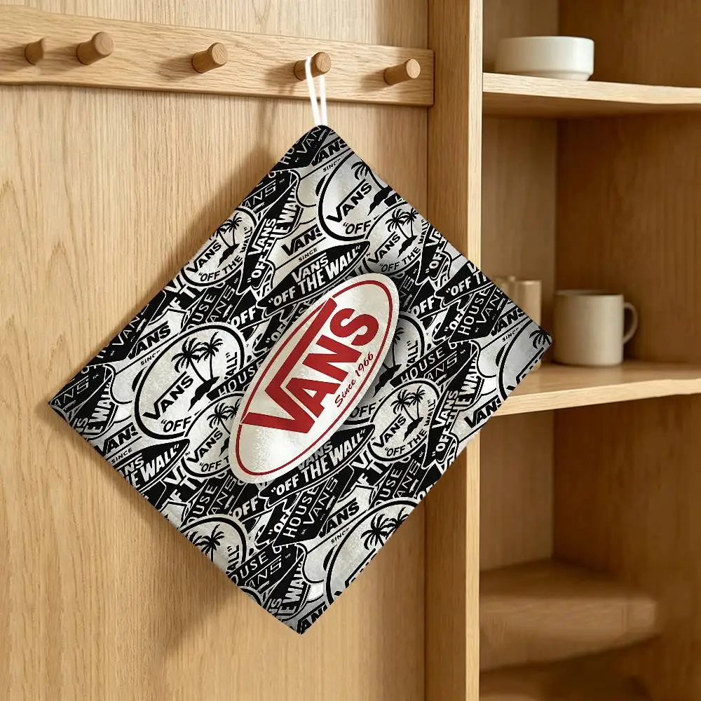 Hot Fashion Trend V-VANS Thickened Polyester Cotton Hanging Towel, High Absorbent Hand Wiping Towel for Indoor Use